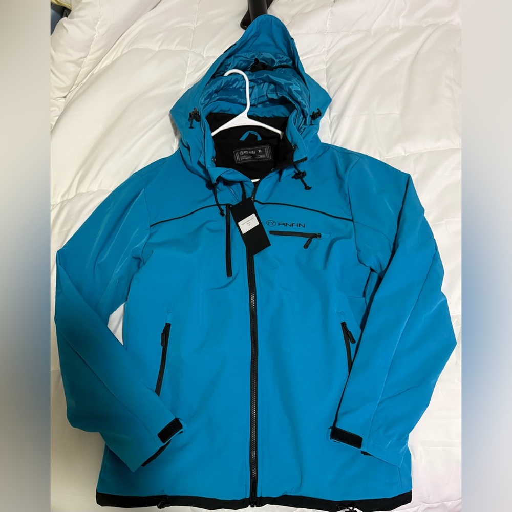 Blue Rain Jacket with Hood